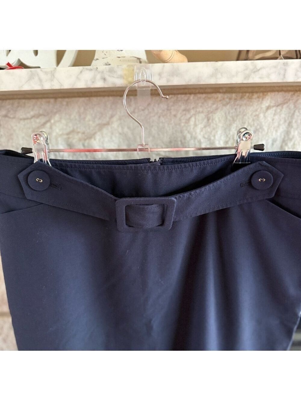 Talbots Navy Belted Pencil Skirt size 14 - Picture 2 of 8